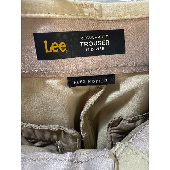 Lee Womens Regular Fit Flex Motion‎ Trouser Mid Rise Khaki Pants Size 6 - Picture 12 of 12